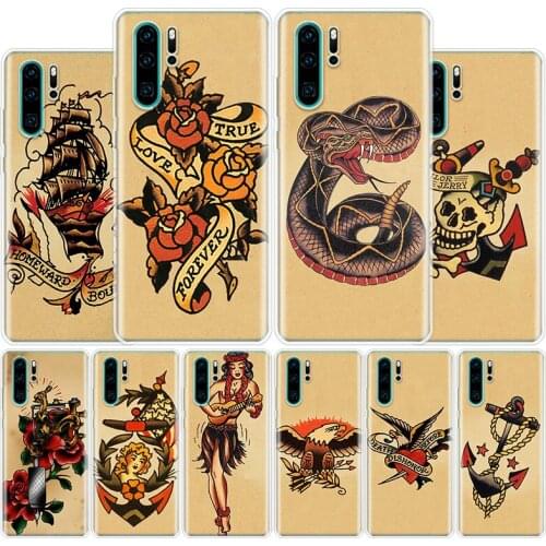 Sailor Jerry Tattoo Cover Phone Case For Huawei Honor 10 9 20 Lite 9X 8X 8S 8A 7X 7A Pro Y5 Y6 Y7 Y9 2019 Y9S 10i20i V20 V30 Coq