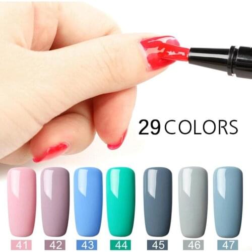 Pure Color Nail Gel Polish Brush Pen 5ml Semi Permanent Uv Hybrid Nails Soak Off Top White Lacquer Nail Art Tools New