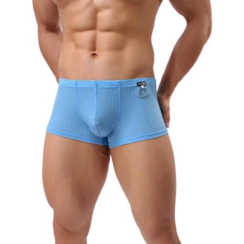 Breathable Mesh Silk Mens Boxer Four Corner Underwear Ice Silk Underwear Men Gay Low Waist Mens Male Panties