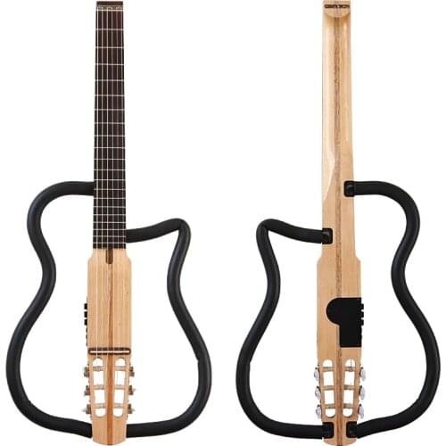 Stock 34 inch full Canada maple wood body headless classic silent guitar 6 string silence classical guitar with small flaw