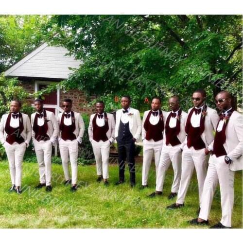 Latest design Classic wedding suit for men suits slim fit groom best man Perfect party tuxedo Blazer 3 piece Large lapel Jacket