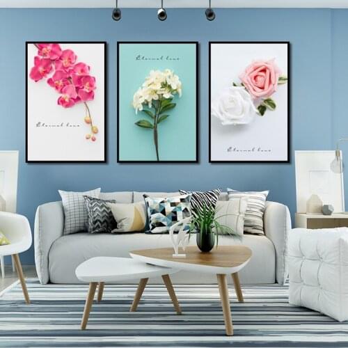 Beautiful Flower Poster Romantic Pink And White Rose Print Canvas Painting Art Wall For Living Room Bedroom Home Decor