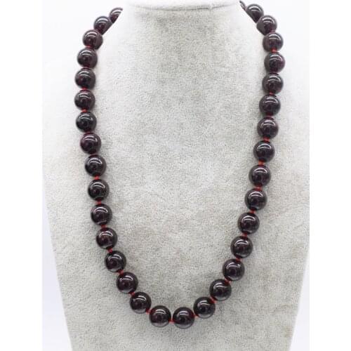 Red garnet round 14mm necklace 18inch nature FPPJ wholesale beads amazing Xmas gift