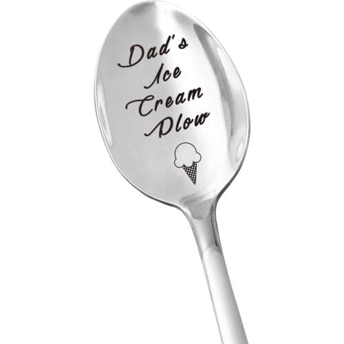 Best Dad Gifts - Dads Ice Cream Plow - Ice Cream Lover Stainless Steel Engraved Spoon - Perfect Gift for Fathers Day