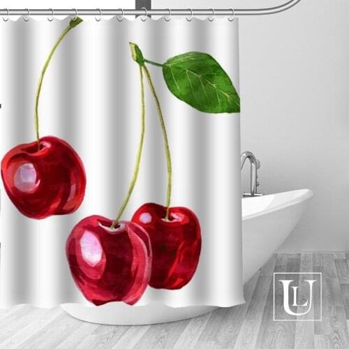 Best Nice Custom Cherry fruit Shower Curtain Personalized pattern Bath Curtain Waterproof Fabric For Bathroom more size