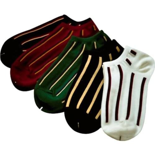 5pairs Men Women Unisex Couples Ankle Socks Vintage Japanese Style Striped Sock Spring Summer Trendy Breathable Boat Socks Meias