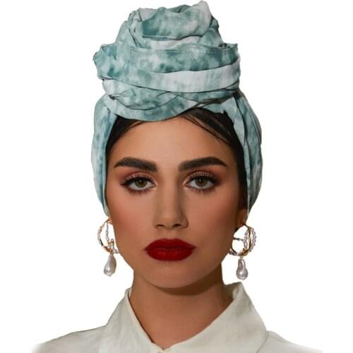 New Arrival Gradient Tie-dyed Chiffon Scarf Hijabs Printed Shawls Women Large Size Muslim Head Wraps Mufflers Turbans 1PC Retail