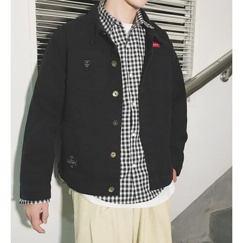 Wholesale 2020 Fashion teenagers Camouflage overalls jacket mens loose spring autumn Korean handsome students brand denim jacket