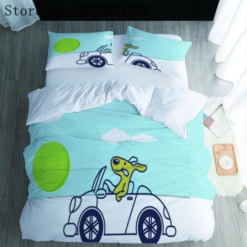 Cartoon Driving Puppy Duvet Cover Comforter Bedding Set Bed Sheets Luxury Bedding Set Bedroom Decor For Kids Boy Girl