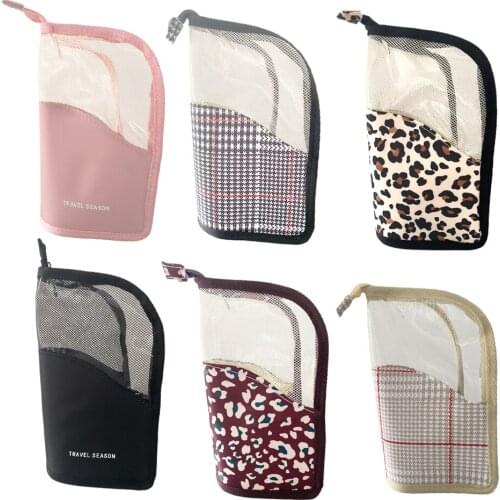 Portable Stand-Up Dust-proof Foldable Makeup Brush Bag Holder Case Supplies Organizer Clear Zipper for Beauty Female Travel