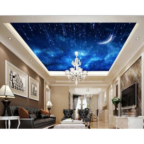 Custom ceiling wall paper, the moon star wall for the living room bedroom ceiling wall waterproof papel de parede