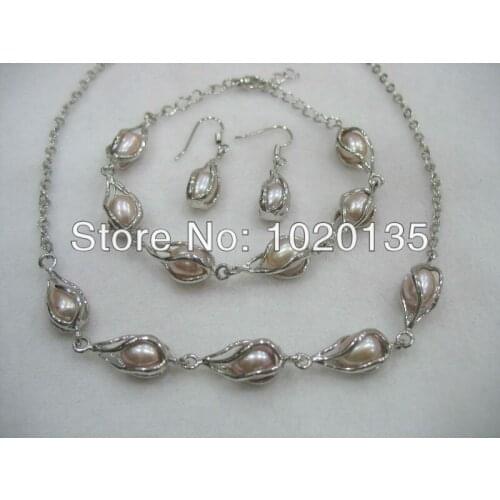 Freshwater pearl pink necklace 18" FPPJ wholesale beads nature