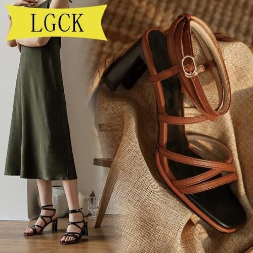 Plus Size 34-39 Genuine Leather Bohemia Summer Casual Leisure Womens Thick High Heels Hot Sale Fashion Designer Luxury Sandals