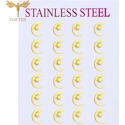 Golden Moon Sun Stud Earrings Stainless Steel Woman Fashion Accessories Personality Female Jewelry Gift brincos