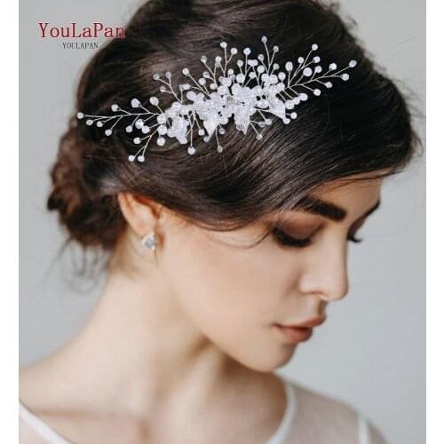 TOPQUEEN HP176 Wedding Hair Pin Earring Set Leaf Bridal Hair Comb with Rhinestones Crystal Hair Comb Wedding Hair Clip Wedding