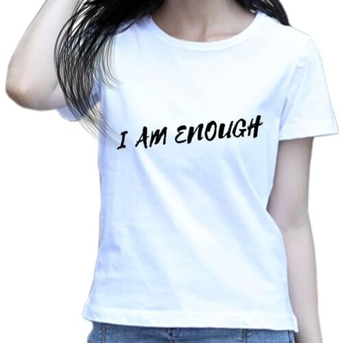 Inspirational Quote- I AM Enough - T Shirt Women Short Sleeve Lady Tops Tees Positive Affirmation Beautiful Inspiring Reminder