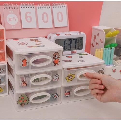 W&G Ins Drawer Desktop Plastic Storage Box Organizer Student Dormitory Cosmetics Sorting Box Sundries Stationery Rack