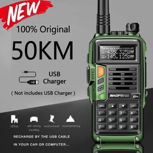 Green BAOFENG UV-S9 Plus 10W Powerful USB Charger 50KM Handheld Transceiver with UHF VHF Dual Band Walkie Talkie Ham UV-5R Radio