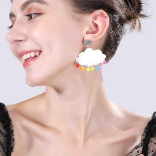 2021 Women Earrings Cloud Pandent Earrings Charm Hip Hop Girls Gift Cute Stud acrylic jewelry Evening Party Earring