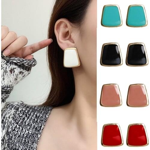 5Colors Black/White Enamel Korean Stud Earrings For Women 2019 Fashion Jewlery Simple Female Earring Oorbellen Aretes De Mujer