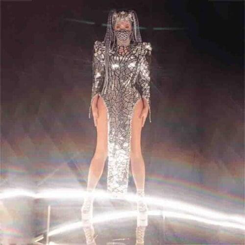 Women DS Costume Female Gogo Dresses Sexy Sequin Lead Singer Dancer Dress DS DJ Costumes Pole Dance Festival Clothing XS1493