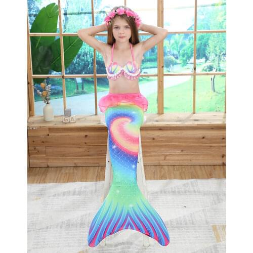 Girls Cosplay Mermaid Tail Princess Dress Kids Bikini Set Halloween Birthday Christmas Cosplay Mermaid Costume Children Swimsuit