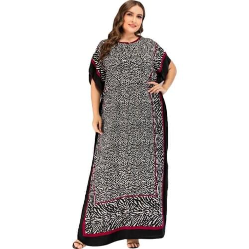Women Kaftan Print Maxi Dress Abaya Muslim Caftan Turkish Morocco Robe Ethnic Loose Long Party Gown Islamic Clothing Oversize