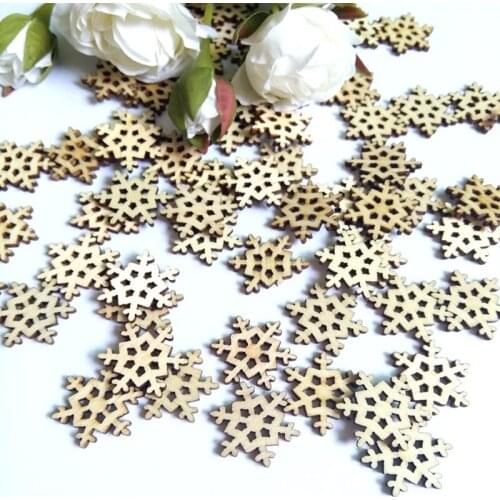 100pcs/lot Christmas Snow Buttons For Sewing Craft Randomly Mixed no Holes 2CM Wooden plaque wooden buttons