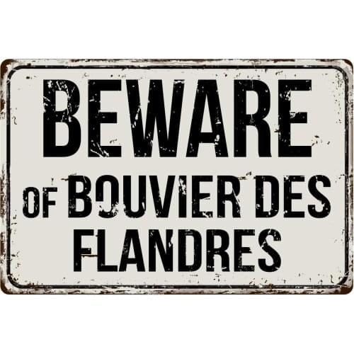 174VS Beware of Bouvier Des Flandres 8 x 12 Vintage Aluminum Retro Metal Sign