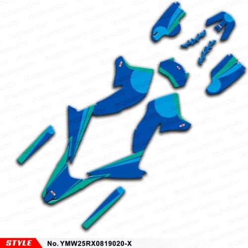 Aftermarket Blue Green Graphics Kit for WR250X WR250R 2008 2009 2010 2011 2012 2013 2014 to 2020, Style No. YMW25RX0819020-X