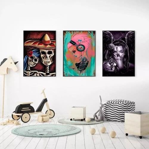 Uone New Diamond Painting DIY Cross Stitch Skull Couple MosaicEmbroideryRhinestone Kids Adult Home Officeation DecorMystery Gift