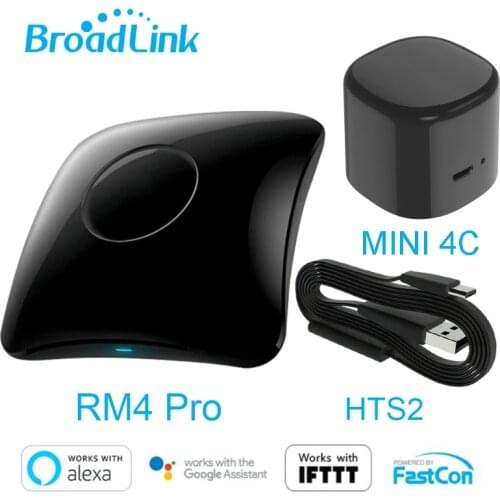 Broadlink RM4 Pro Rm4C Mini HTS2 Humidity Sensor WiFi IR RF Universal Intelligent Remote Controller Work With Alexa Google Home