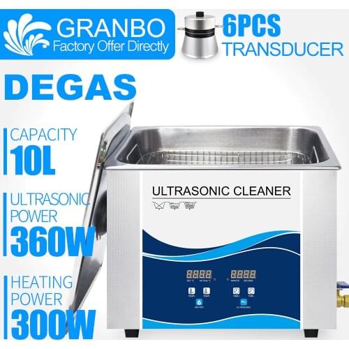 Granbo Digital Ultrasonic Cleaner 10L 360W With DEGAS Heating Washing Auto parts Hardware Metal Parts Ultrasonic Cleaner Machine