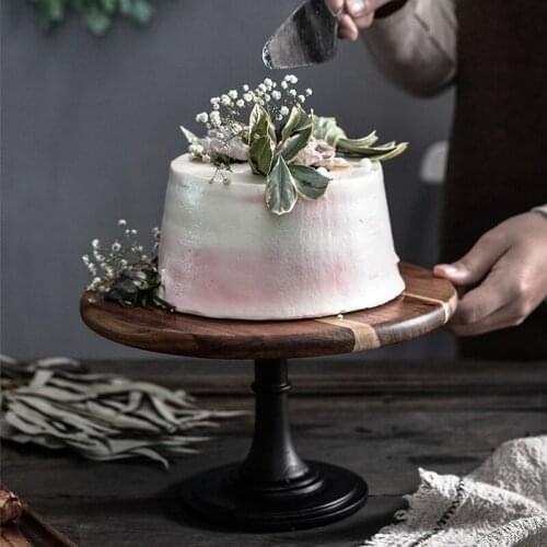 Solid Wood Tray High Base Dessert Cake Stand Celebration Decoration Party Wedding Cake Decorating Supplies DIY Cake Tool