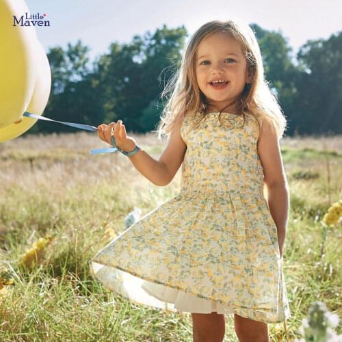 Kids Frocks for Girls 2021 Summer Toddler Clothes Fruit Flower Print Vestiods Dress Cotton Sleeveless Sundress for 2-7 Years