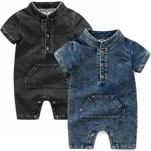 Denim Baby Rompers Summer Baby Boy Clothing Newborn Girls Clothes Ropa De Bebe Boutique Kids Clothing Stores Infant Jumpsuit