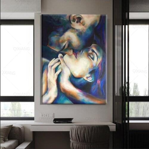 Canvas Hd Printed Painting Couple Kiss Home Decoration Painting Poster Wall Art Picture For Bedroom Modular