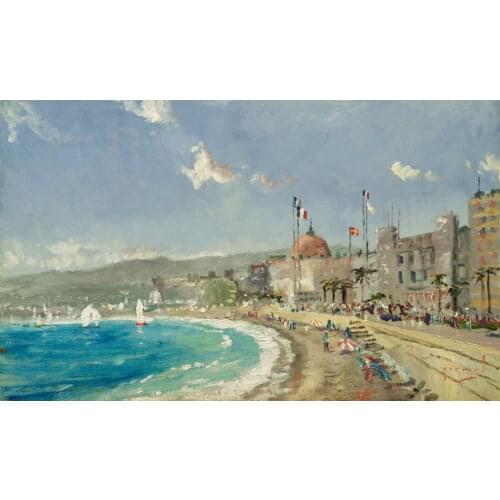 The Beach at Nice Thomas Kinkade HD Canvas Print Living Room Bedroom Wall Pictures Art Painting Home Decoration No Frame