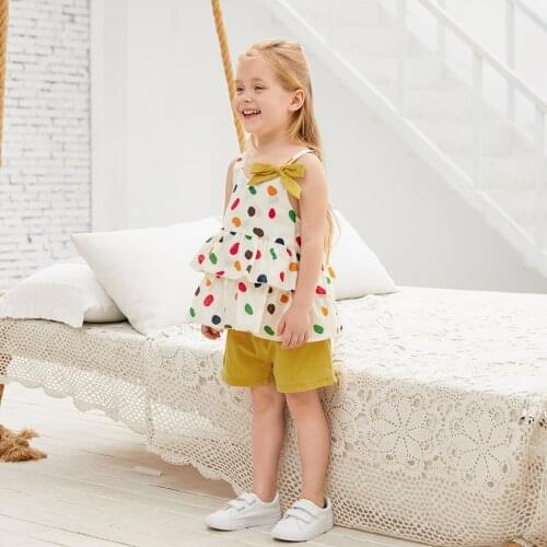 Baby / Toddler Colorful Polka Dots Strappy Top and Solid Shorts Set