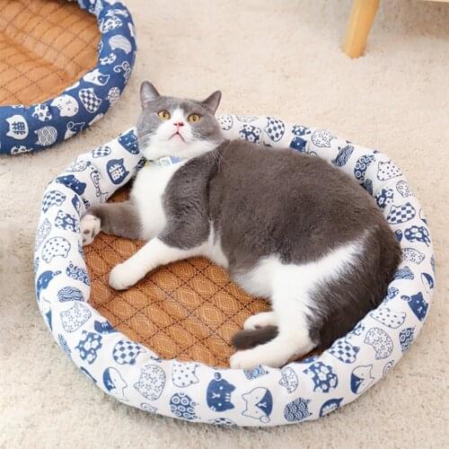 Bamboo Rattan Cat Bed House Kennel Nest Dog Bed Cat Tent Summer Dog Sofa Bed Cushion Pet Bed Cat House Dog House Cat Rug Teepee