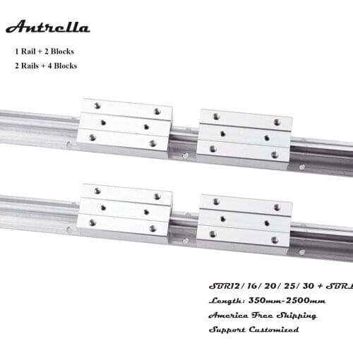 Antrella Linear Rail CNC Parts SBR12 350-950mm Fully Supported Linear Guide with SBR12LUU Block Bearings