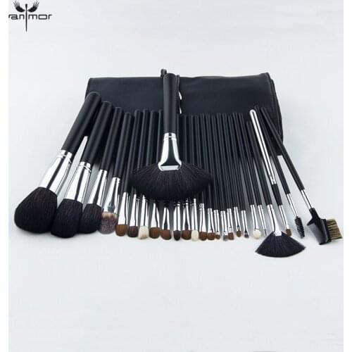 Anmor 26Pcs Makeup Brushes Set With Bag Professional Natural Hair Foundation Eyebrow Eyeshadow Cosmetic Contour Make Up Brush