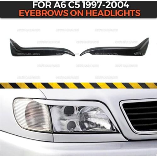 Eyebrows on headlights case for Audi A6 C5 1997-2004 ABS plastic cilia eyelash molding decoration car styling tuning