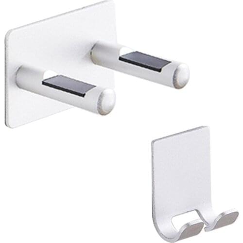Rustproof Metal Wall Mount Bracket Waterproof Punch-free Storage Hook Hanger for Hair Dryer Power Cable Holder Organizer