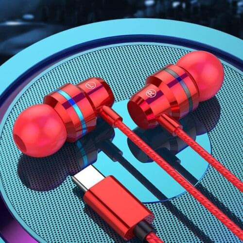 New Type-c Jack Wired Headphones Bass Earbuds Stereo Music Headphones Sport Earphones Gaming Headset With Mic for Huawei Xiaomi