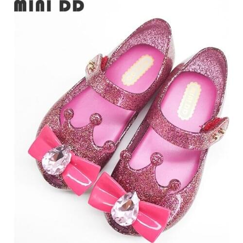 New arrive 2021 diamond crown bow girl sandals comfortable soft breathable kids jelly shoes popular fashion princess shoes DD017