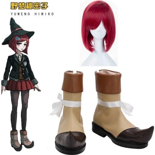 Danganronpa V3 Killing Harmony Yumeno Himiko Red Short Wig Cosplay Costume Dangan Ronpa Heat Resistant Hair Wome Wigs Shoes
