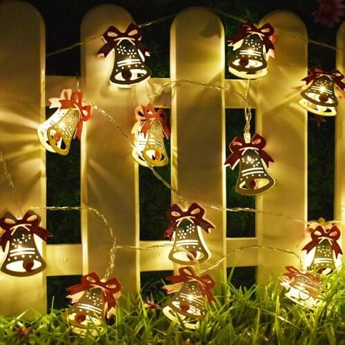 Christmas Light String 20 LED Battery Box Powered Lamp Elk/Small Bell Festival Christmas Lights Decorate Lighting String