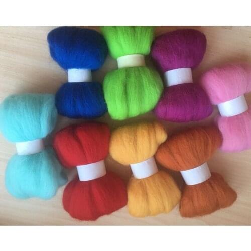 WFPFBEC wool roving 66s needle wool felting wool fiber 10g/16pcs/lot free shipping 160g+gift
