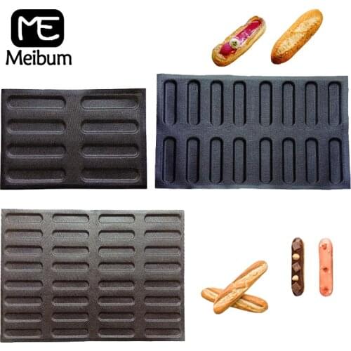 Meibum 3 Types Long Loaf Silicone Bread Mold Home Party Eclair Baguette Bun Mould Non Stick Glass Fiber Bakeware Baking Tools